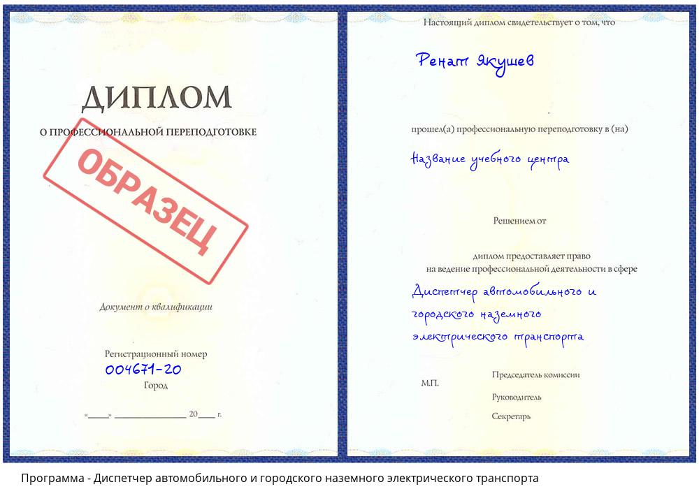 Диспетчер автомобильного и городского наземного электрического транспорта Темрюк