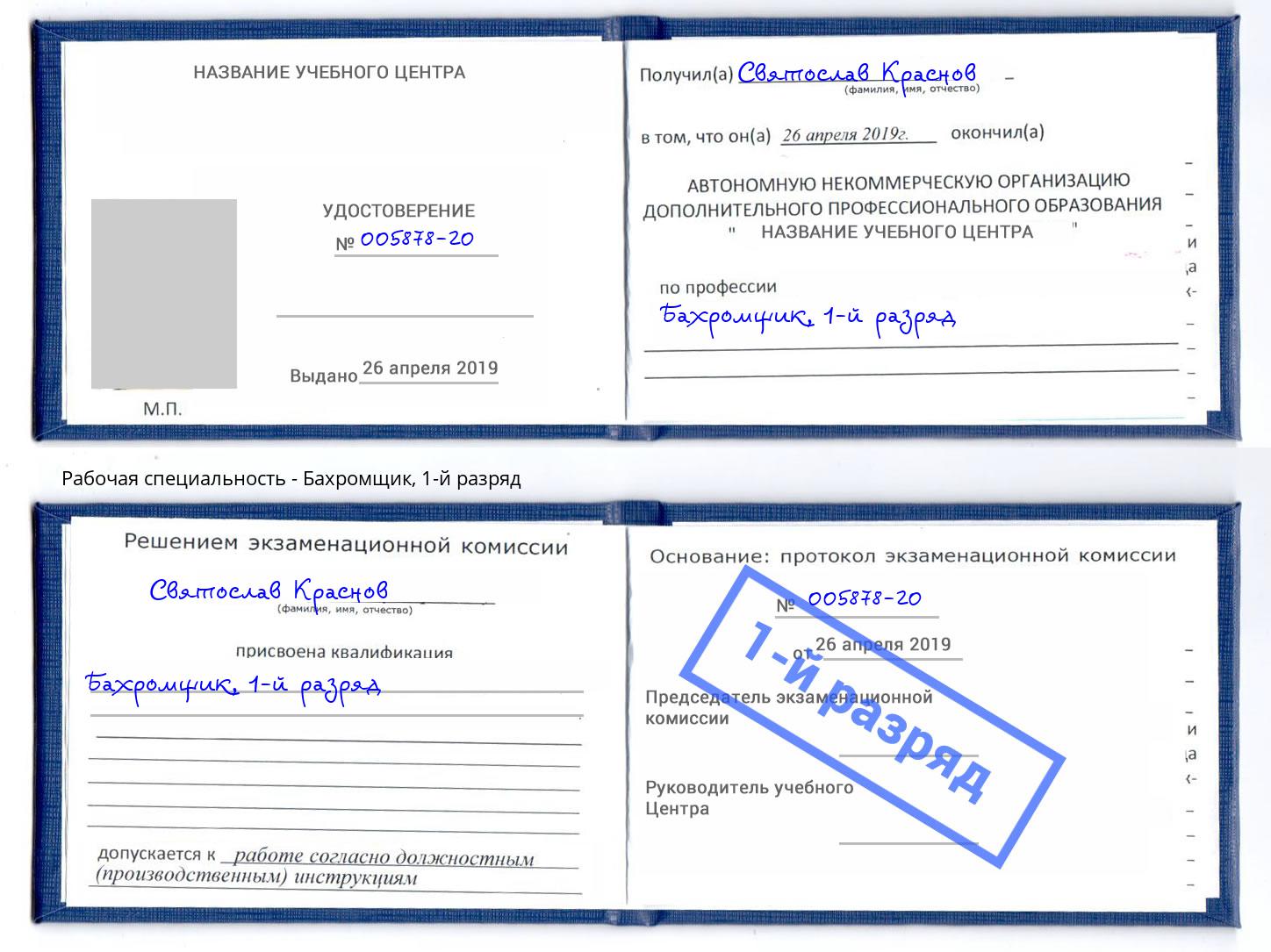 корочка 1-й разряд Бахромщик Темрюк