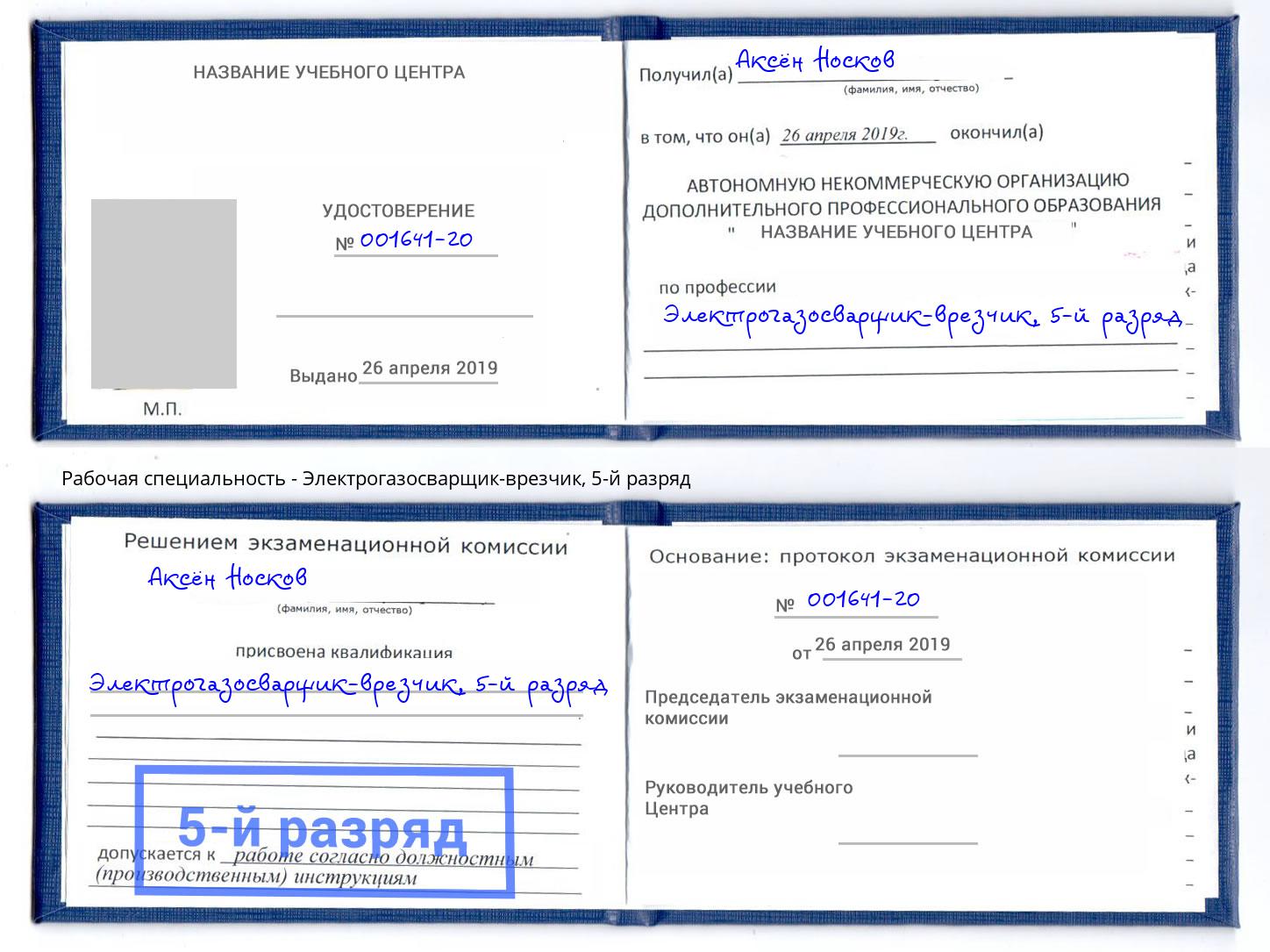 корочка 5-й разряд Электрогазосварщик – врезчик Темрюк