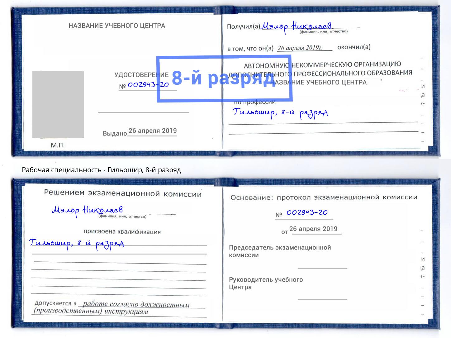 корочка 8-й разряд Гильошир Темрюк